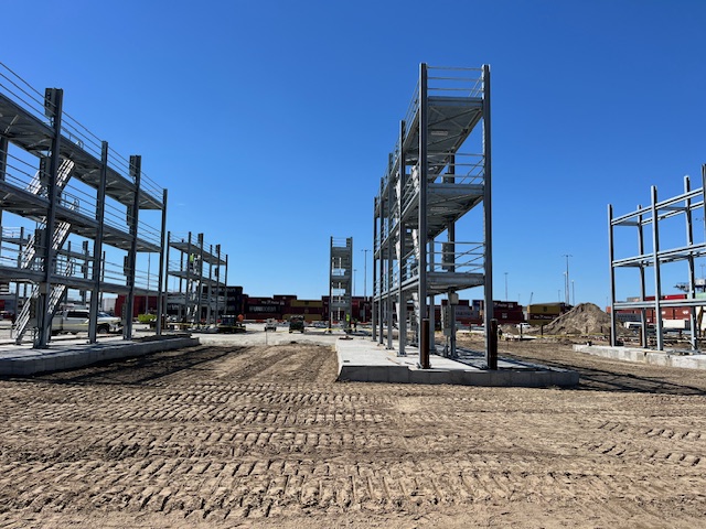Macuch Steel Projects - reefer racks being erected at the Port of Wilmington construction site for new refrigerated space