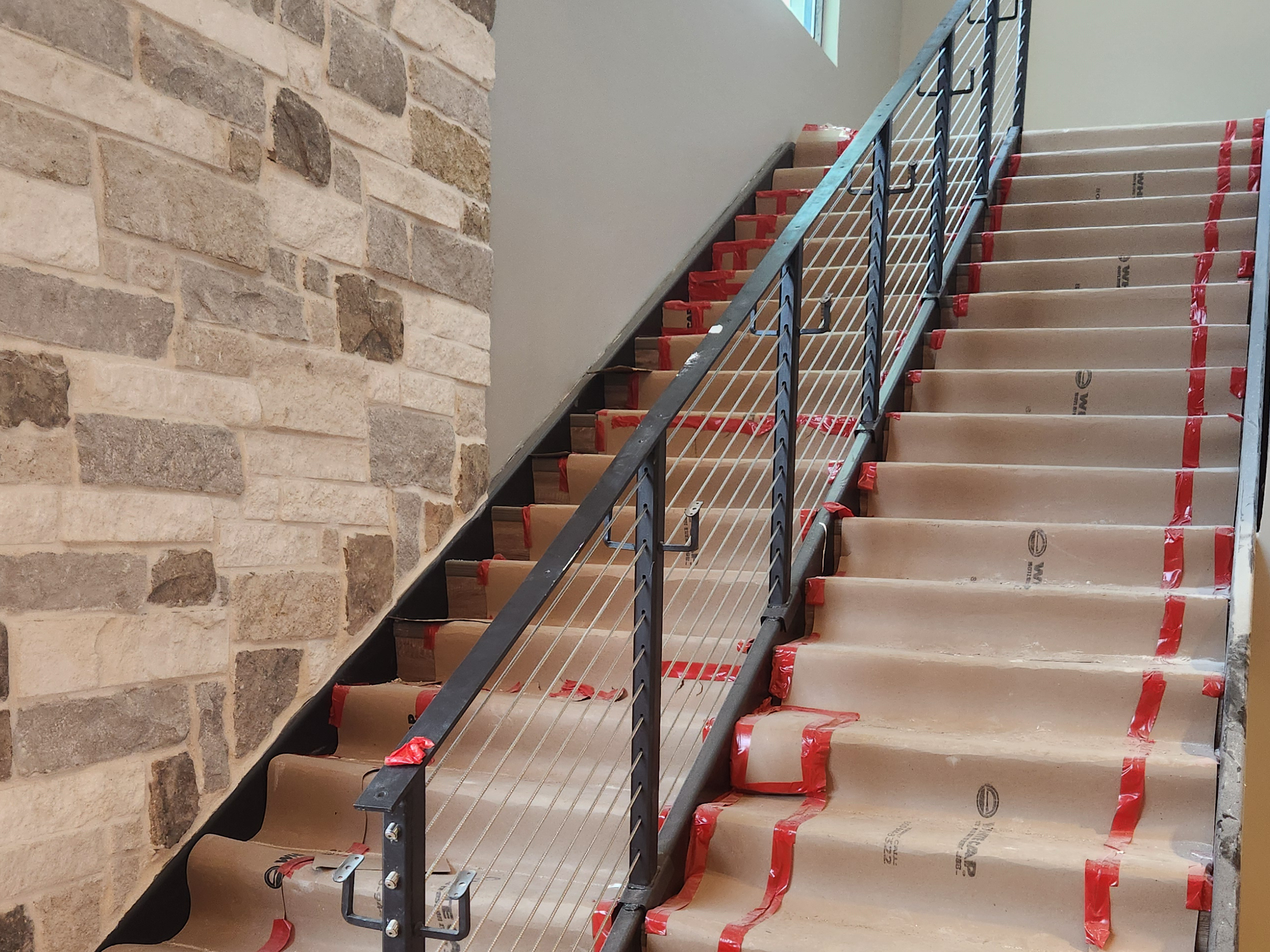 Macuch Steel Projects - New stairs and steel railings being installed at the Burnt Hickory Baptist Church in Powder Springs, GA