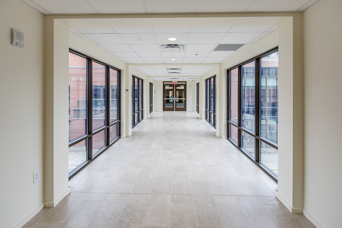Macuch Steel Projects - view from the inside looking from one building to the other through the Reynolds Street Pedestrian Skywalk in Augusta, GA.